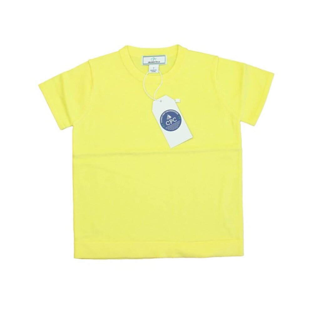 NWT Classic Prep Cap Sleeve Crew Sweater, Limelight Yellow, Size 7 Girls